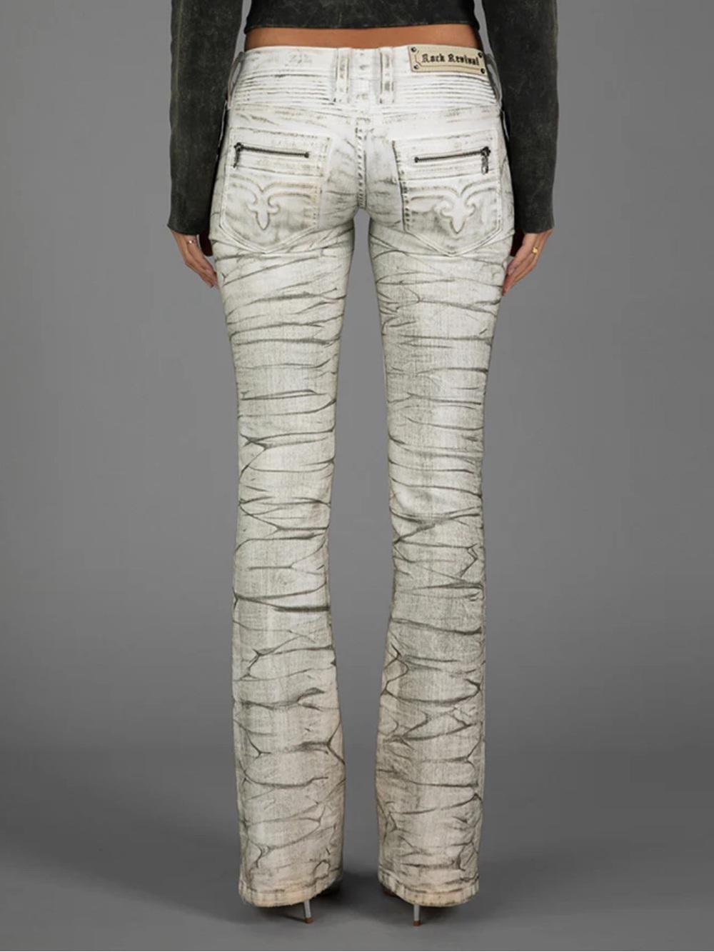 Rock Revival Kamil Super Low-Rise Moto Bootcut Jeans in Riot Frost - Picture 3 of 12